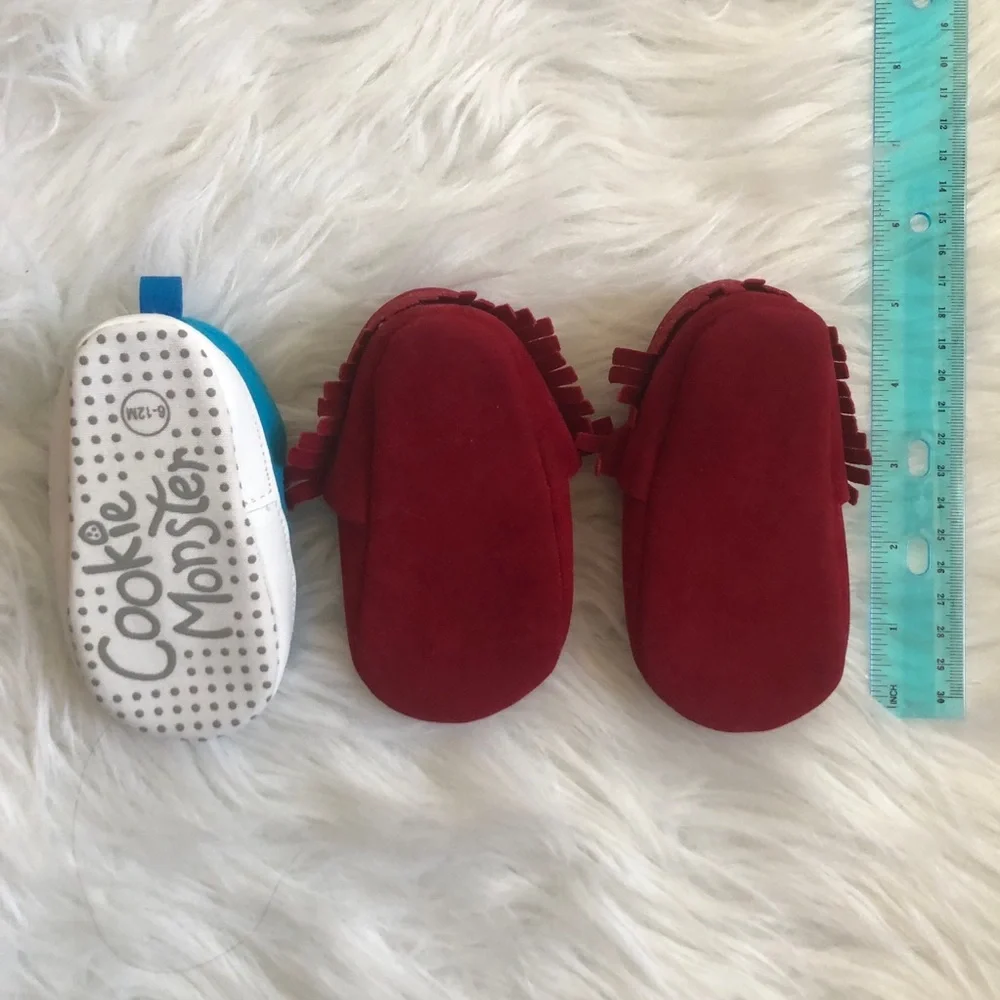 Red-burgandy 6-12M baby moccasins